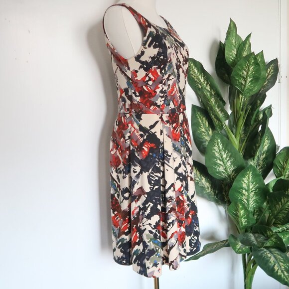 Maeve Anthropologie Artsy Abstract Print Fit & Flare Dress Tencel Stretch S - Picture 6 of 16